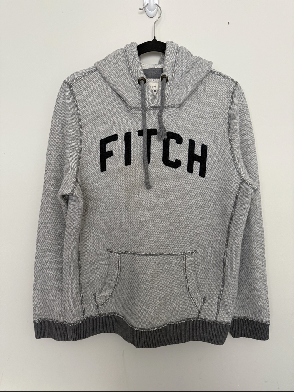 Abercrombie & Fitch Light Gray Hoodie with Black Lettering